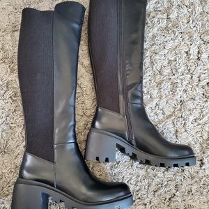 Knee high combat boots